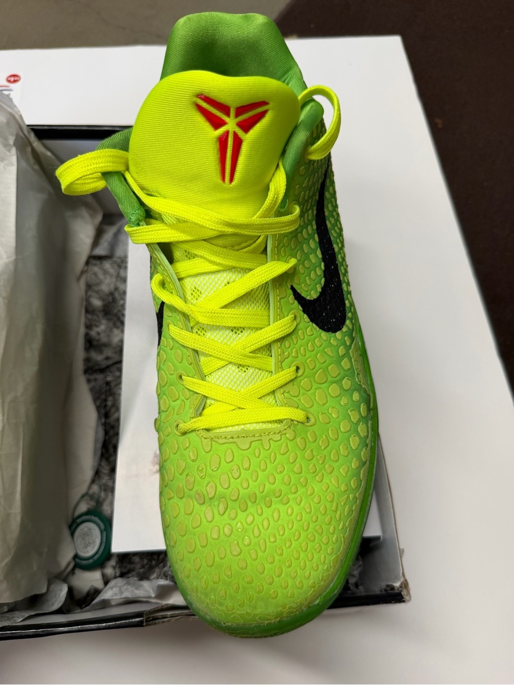 Nike MENS GRINCHES Neon Yellow-Green Basketball Sneakers with Black Swoosh